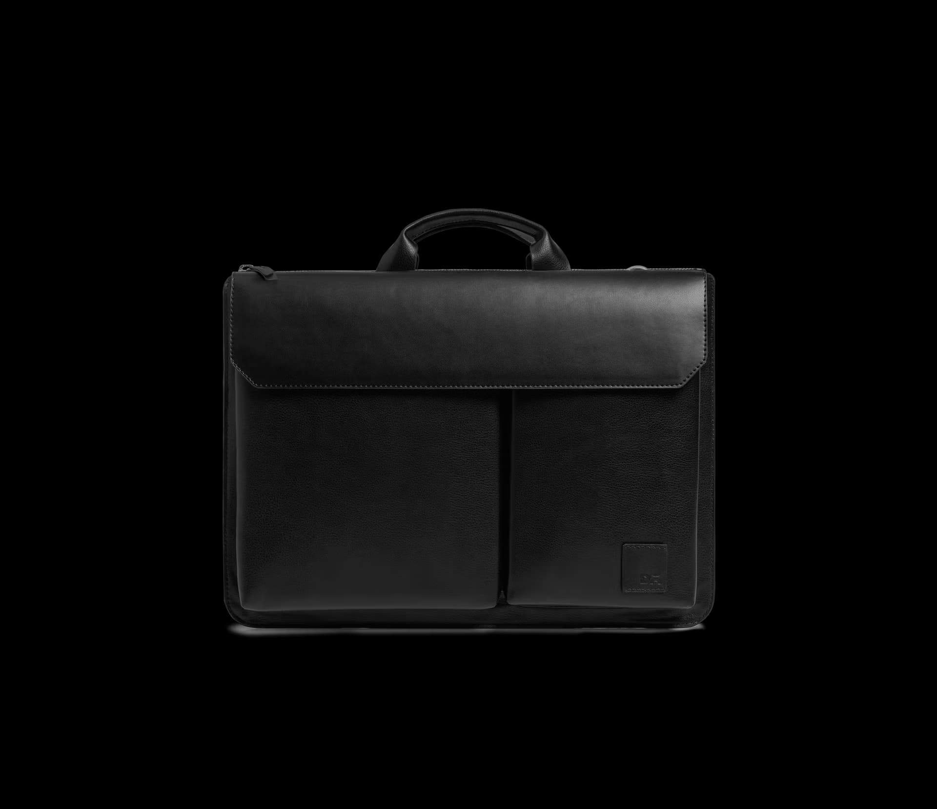 Leather Black Urban Tech Brief Bag - In Use